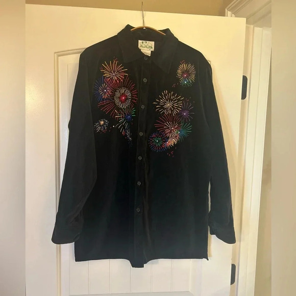 Quacker Factory Fireworks Shirt 🎆 🧨 #whimsigoth #major maximalism. Dark Romantic - Picture 1 of 8